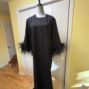 Black Dress with Feathered Sleeves